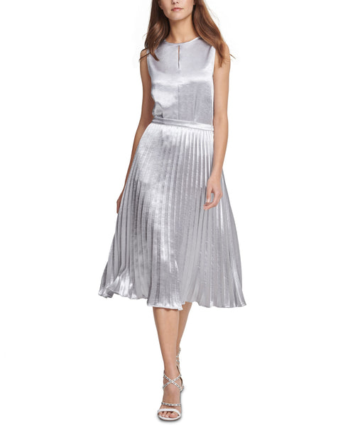 DKNY Metallic Pleated Midi Skirt
